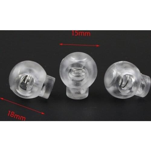 100pcs/pack Cord Lock Round Ball Toggle Stopper Plastic Toggle Clip Widely For Bag Backpack/Clothing Clear White