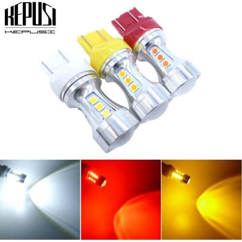 2x 7443 7444 T20 W21/5W LED Light DRL LED Bulbs For Lada Kalina Granta Vesta 12V 24V White Red Yellow Super Bright 3030 SMD