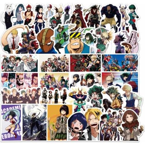 50Pcs/Lot My Hero Academia Suitcase Stickers Laptop Skateboard Izuku Midoriya Might Boku No Hero Academia Anime Character Decals