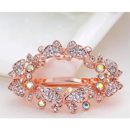 ALTOBEFUN Fashion Butterfly Rhinestone Crystal Hairpin For Women Girls Ladies Barrettes Hollow Out Hair Clip Ornament AE017