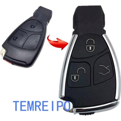 Car Key for Mercedes Benz C E ML SL SLK CLK W211 AMG Chrome FOB w/ Battery Holder 3 Buttons Modified Remote Smart Key Case Shell