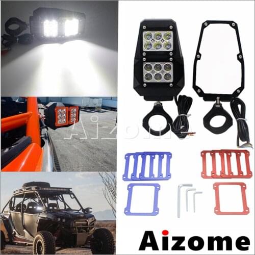 1.75" 2" UTV LED Mirrors w/ Spot Light Rear Side View Mirrorrs For Polaris Ranger RZR XP Hisun Kawasaki Mule Can Am Arctic Cat
