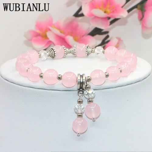WUBIANLU New 8mm Natural Stone Jaspers Opal Tourmaline Beads Telescopic Bracelets For Girls In Charm Bracelets party Jewelry