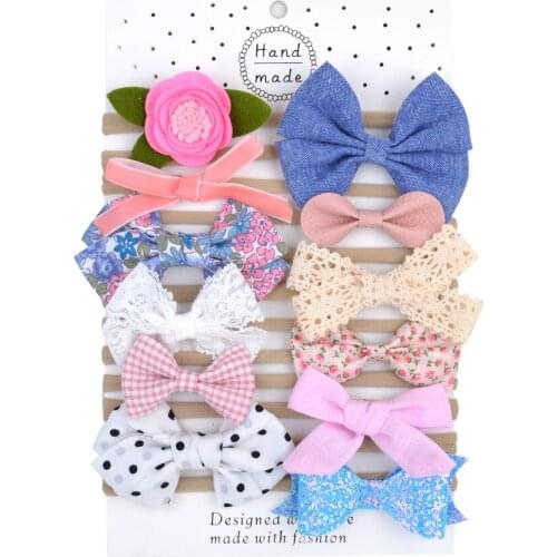 Baby Hair Accessories 12 Sets Childrens Flower Headband Cross-border Manufacturers Boys and Girls Bows HairBand