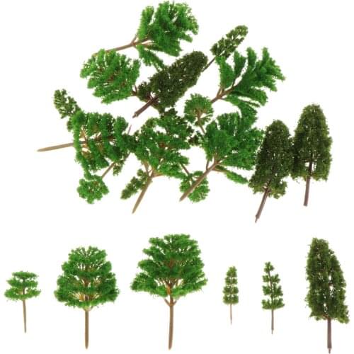 Diorama 24pcs Railway Scenery Model Green Banksia Locust Tree Multi Scale H4-12cm Fairy Garden Landscape Toy