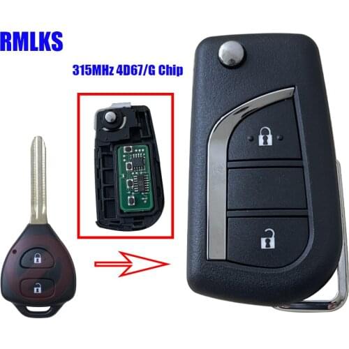 Flip Car Remote Key Fob 2 Button (314.4mhz/TOY43) For Toyota Australia Corolla Previa RAV4 Hiace 89070-26300/89070-28850/28240