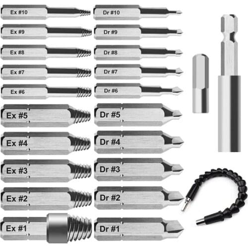GTBL 23 Pcs Damaged Screw Extractor Set for Broken Screw or Bolt, Broken Bolt Extractor Screw Remover Set with Extension Bit Hol