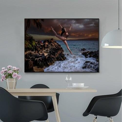 Dancing on the Sea Motion Synthesis Oil Painting Picture Poster Canvas Print Painting Wall Art Living Room Home Decoration