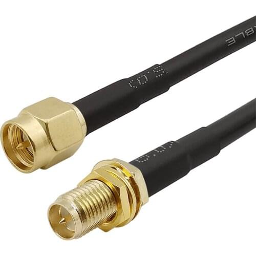 SMA Male to RP SMA Female Bulkhead RG58 Coaxial Cable Extension Pigtail Cable WIFI Antenna RF Connector 1M/2/3/5/8/10Meters