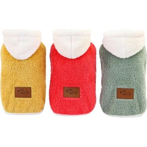 Cute Fleece Pet Dog Clothes Winter Hoodies Warm Dog Hooded Coat Jacket For Dogs Soft French Bulldog Chihuahua Clothes Ropa Perro