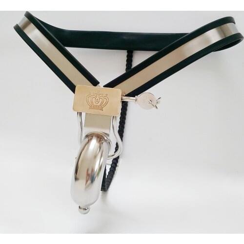 Manyjoy Stainless Steel Single wire Male Chastity Belt with chastity cage,Penis ring Sex Toys for adult