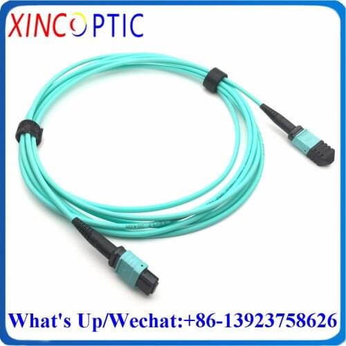 MPO/M-MPO/M-OM3-12F-3.0-7M-LSZH Polarity B 12Core MPOUPC Male to MPO M MM OM3-150 3.0mm Aqua LSZH Mini Fiber Optical Patch Cord