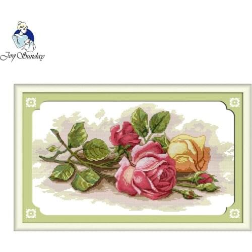 Joy Sunday Colorful rose Cross Stitch Needlework 14CT11CT Counted China Cross Stitch Kits Embroidery Chinese Cross Stitch Craft