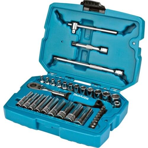 Japan Makita Ratchet Socket Wrench 1/4 "34 PCS 3/8" 23 PCS Set Multifunctional Bi-Directional Pull Rapid Repair Tool Auto Repair