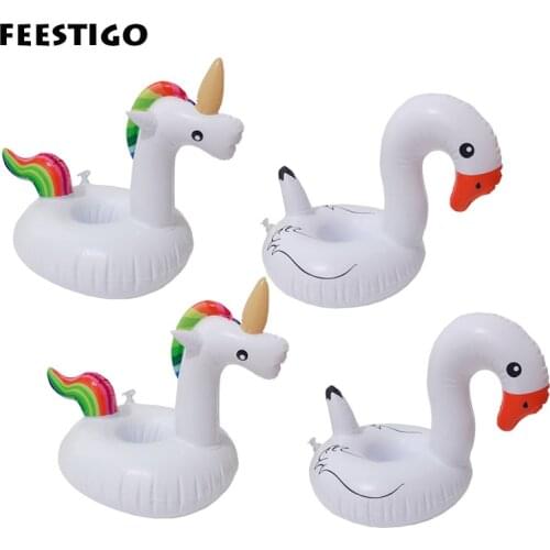 FEESTOGP 4 Pack Inflatable Unicorn Cup Float Swan Drink Holder For Pool Party Luaru Bachelorette Hen Party Decorations Home