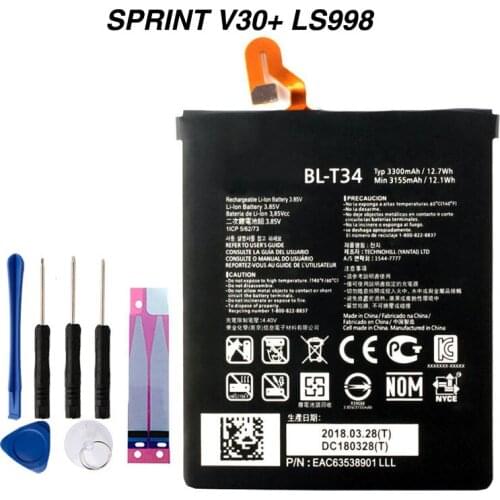 Original Phone Internal Battery for LG SPRINT V30+ LS998 3300mAh BL-T34