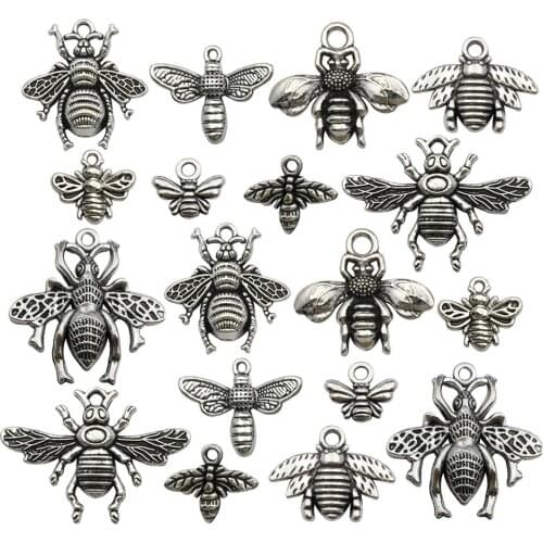 80pcs Antique Silver Bee Charms Pendants Jewelry Findings Making Accessory for DIY Necklace Bracelet Earrings M119