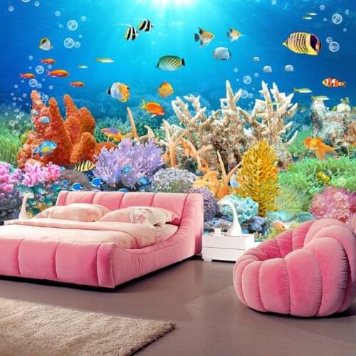 Custom 3D Mural Underwater World Landscape Wall Painting Living Room TV Background Photo Wallpaper 3D Papel De Parede Infantil