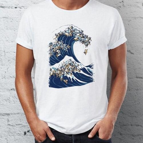 Casual Mens t-shirt The Great Wave Of Pug Off Kanagawa Awesome Animals Tshirt Unisex Tees Tops Harajuku Streetwear