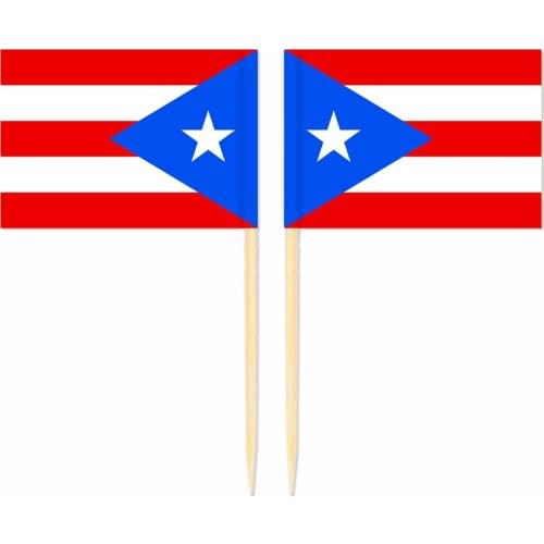 Puerto Rico Toothpick Flag 3.5X2.5CM Cake Topper Party Cupcake Wedding Baby Shower Supplies Lovely Baking Dessert Decorations