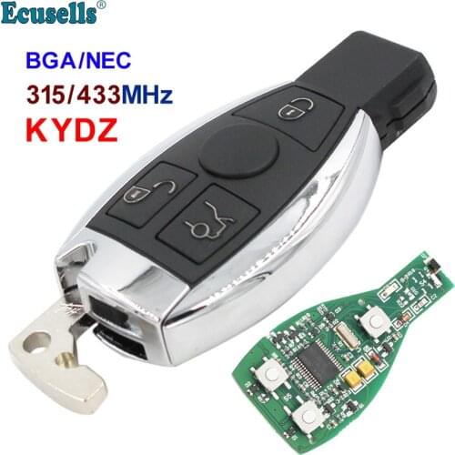 Smart keyless entry Remote Key fob 3 Buttons 315MHz 433mhz for Mercedes-Benz 2000+ support BGA/NEC with battery holder HU64