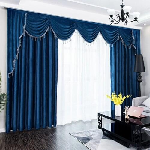 Luxury Curtain Blackout Velvet Head Valance Drapery for Living Room Bedroom Water Wave Bay Window Valance Curtain Custom