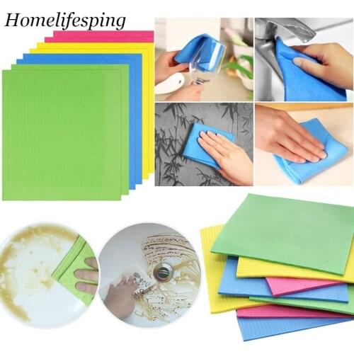 10pcs Dishcloth Cellulose Sponge Cloths Bulk Eco-Friendly Reusable Cleaning Cloths For Kitchen Absorbent Dish Cloth Hand Towel