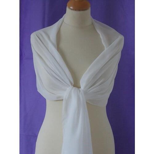 Chiffon Wrap Shawl Scarf for Bridesmaids, Weddings, Prom, Races in White Ivory Black