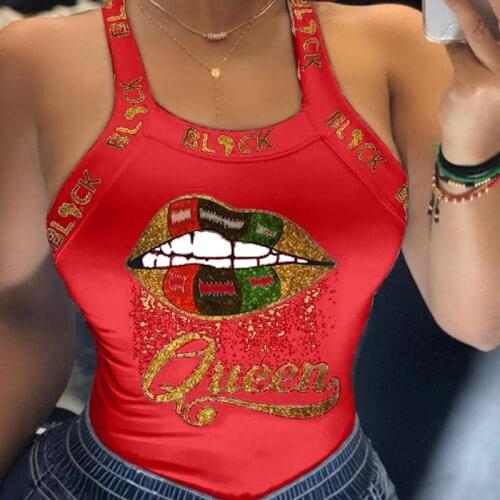 New Fashion Plus Size 5XL Letter Lip Print Sleeveless Crop Top Women Summer Clothes Casual Tank Tops Female Skinny Tee Shirt Y2K