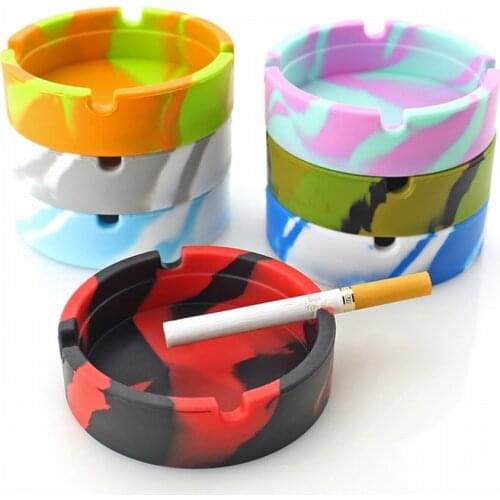 Anti-fall Thickening Silica Gel Ashtray Circular Eco-Friendly Psychedelic Soft Round Silicone Smoke Cup Holder Cigarette Tray