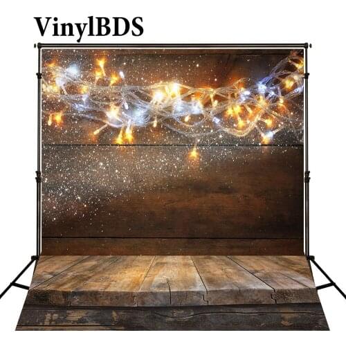 VinylBDS Background Photography Christmas Colour Lights Spot Fond De Studio De Dark Wood Texture Floor Digitally Backdrops