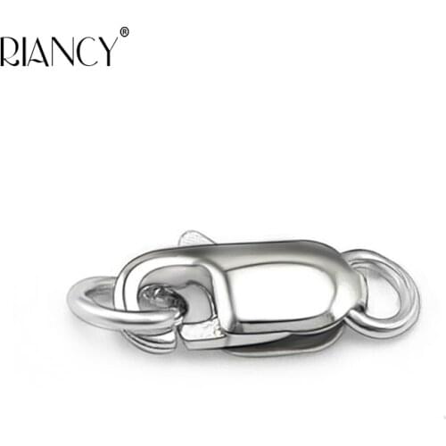 1pcs 925 sterling silver 12mm flat Lobster claw clasp buckle Necklace buckle DIY Jewelry accessories Bracelets pearl button