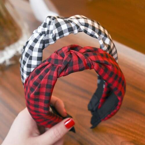 Haimeikang Plaid Cotton Hair Bands Knotted Hair Band for Women Headbands Hairbands Headwear 2021 New Fashion Hair Accessories
