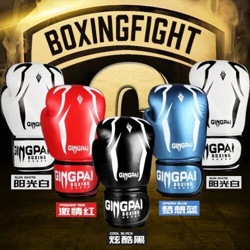 2019 New Hot Adults Women/Men Boxing Gloves Leather MMA Muay Thai Boxe De Luva Mitts Sanda GYM Equipments 8 10 12 6 OZ boks