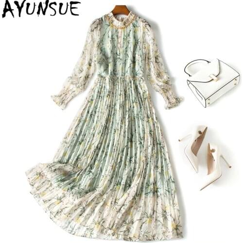 Vintage Elegant Chiffon Maxi Dress Women Clothes Ladies Dresses Spring Long Sleeve Korean Floral Women Dress Vestidos 13723