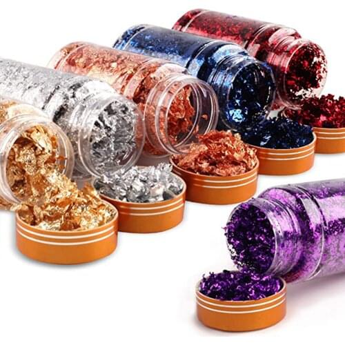 Gold Leaf Flakes Silver Filling For DIY Epoxy Resin Craft Nail Art Glitter Foil Paper Jewelry Making Resin Mold Sequins Fillings