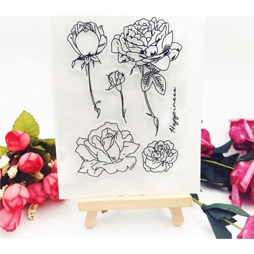 10*14CM Hot selling Rose alphabet transparent clear stamp / silicone seal roller stamp DIY scrapbook album / card production