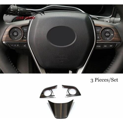For Toyota Avalon 2019 2020 ABS Wood grain Car Steering wheel Button frame Cover Trim Interior Accessories 3 PCS