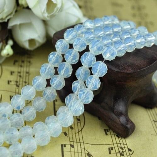 70pcs 8mm Opal White Color Round Ball Faceted Crystal Loose Spacer DIY Beads Crystal Glass Jewelry Beads DIY