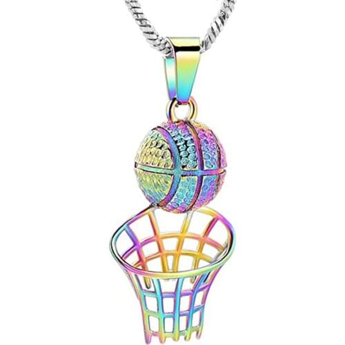 Basketball Hoop Cremation Jewelry Urn Necklace for Ashes Memorial Keepsake Holder for Human/Pet