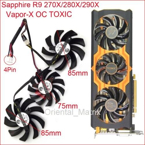 Free Shipping 3pcs/Lot PLD09210D12HH PLD08010S12HH DC12V 4Pin For Sapphire R9 270X 280X 290X Vapor-X OC TOXIC Fan