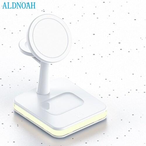 25W Qi Fast Wireless Charger For iPhone 12 11 XR X 8 Apple Watch 3 in 1 With Light Lamp Charging Dock Station Airpods Pro iWatch