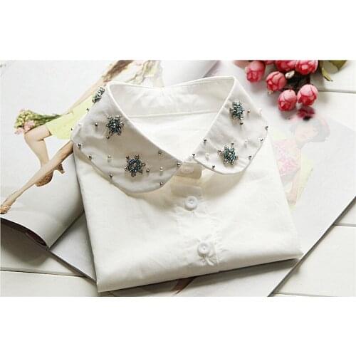 2015 New Fashion Women Decorative Fake Collar Shirt Peter Pan White Black Blouse Detachable Collars Women Clothes Accessories