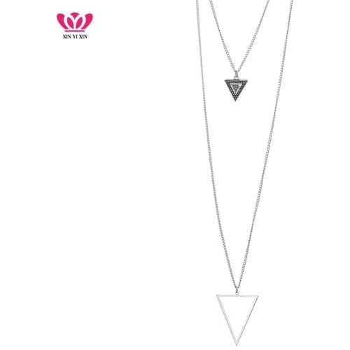 Ethnic Triangles Pendant Necklace Multilayer Long Chain Necklace For Women and men Jewelry Boho Triangles Charms Dropshipping