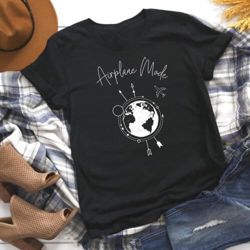 Airplane Mode 100% Cotton T-shirt Funny Women Travel Addict Tshirt Aesthetic Summer Vacation Gift Top Tee Shirt Dropshipping