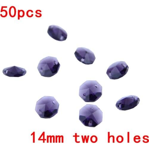 Hot ! Violet 50pcs/lot Two Holes 14mm Crystal Chandelier Beads Chandelier Glass Prism Pendant Lighting Parts
