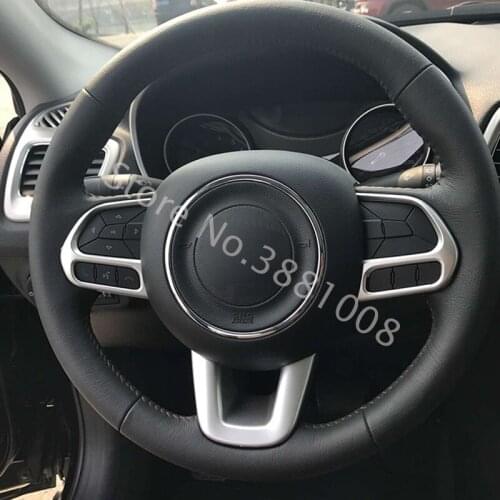 For Jeep Renegade 2015 2016 2017 2018 2019 ABS Chrome Car Accessories Car Steering Wheel Button frame Cover Trim Car Styling