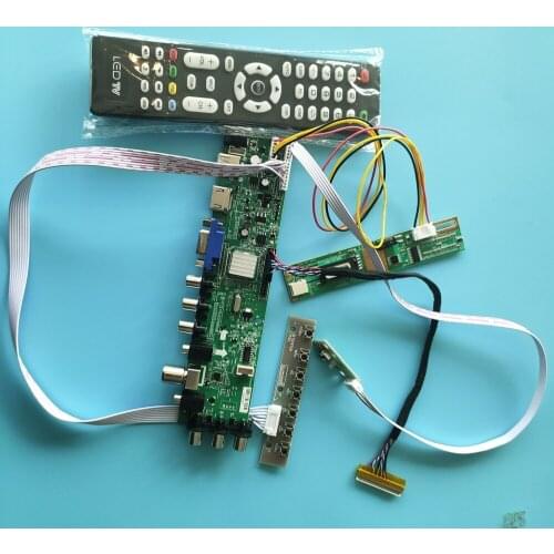 Kit For LP154WX5-TLB1 TV VGA USB AV DVB-C DVB-T 1 CCFL LCD remote Panel Controller board 1280X80030pin Digital HDMI 15.4"