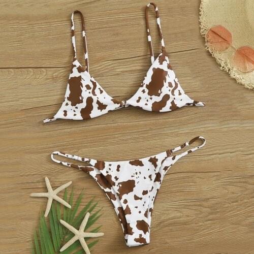 Swimwear Women Sexy Micro Bikini 2021 Floral Random Print Bikini Set Push-up Swimsuit Beachwear Padded Stroje Kapielowe Damskie