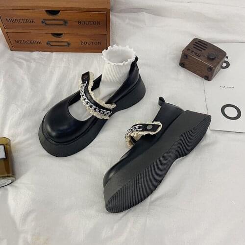 College Style Platform Small Leather Shoes Spring And Summer New Fashion All-Match Round Toe Shallow Mouth Ladies Single Shoes